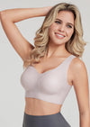 Side profile of women's V Neck Soft Wireless Bras