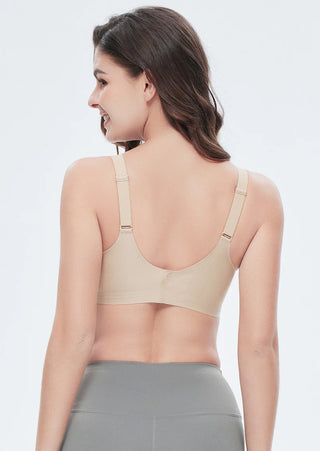 Back view of V-neck seamless bra shade with adjustable straps