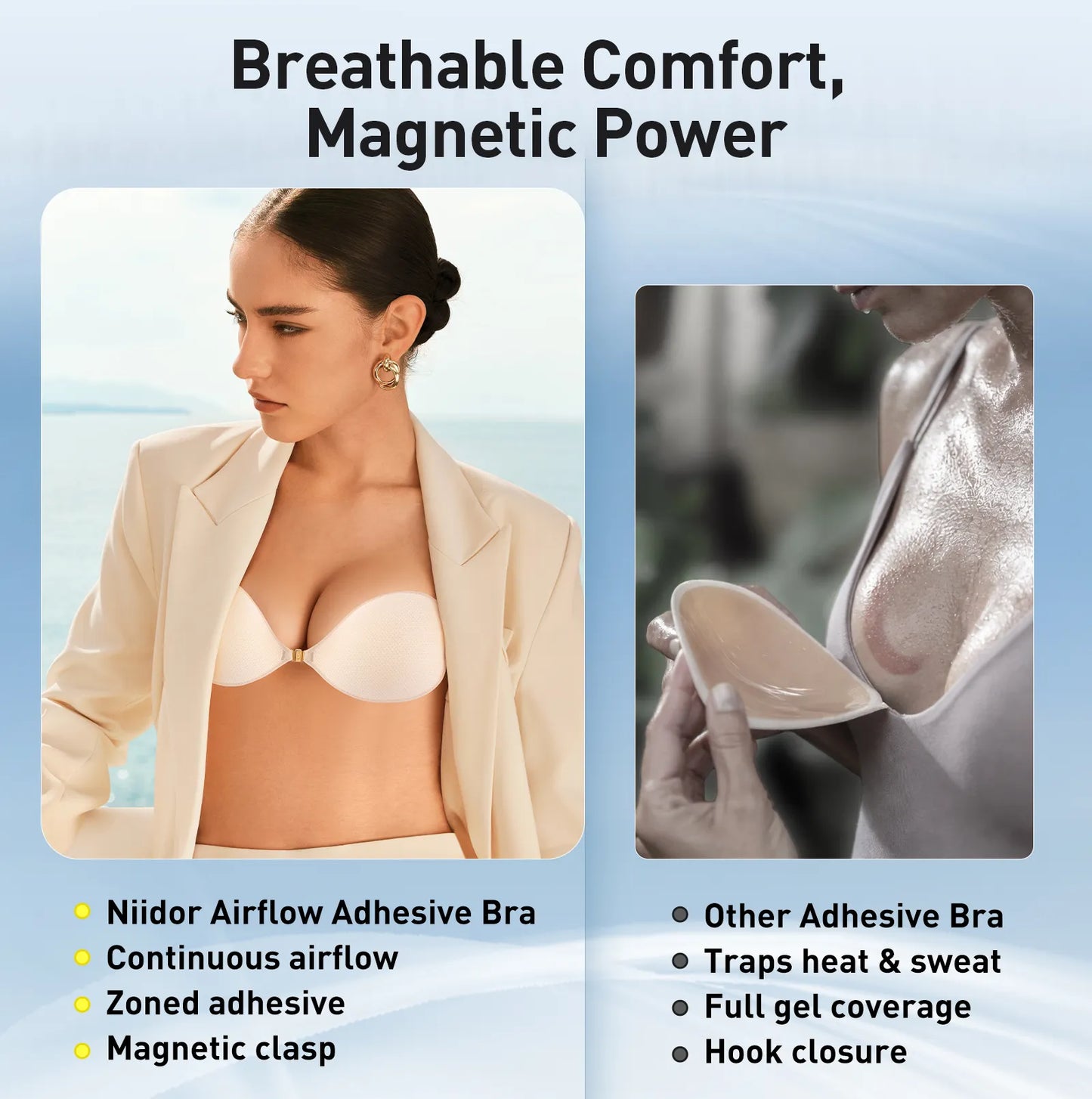 Magnetic Breathable Fabric Adhesive Bra
