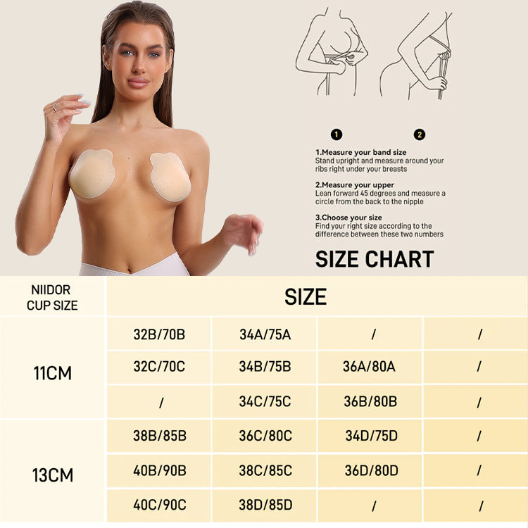 niidor-Daily Backless Breathable Buuny Ear-shape Invisible Seamless Silicone Pasties