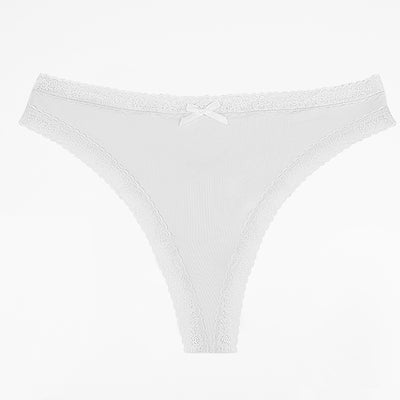 Lace-Trim Thong Panty-white