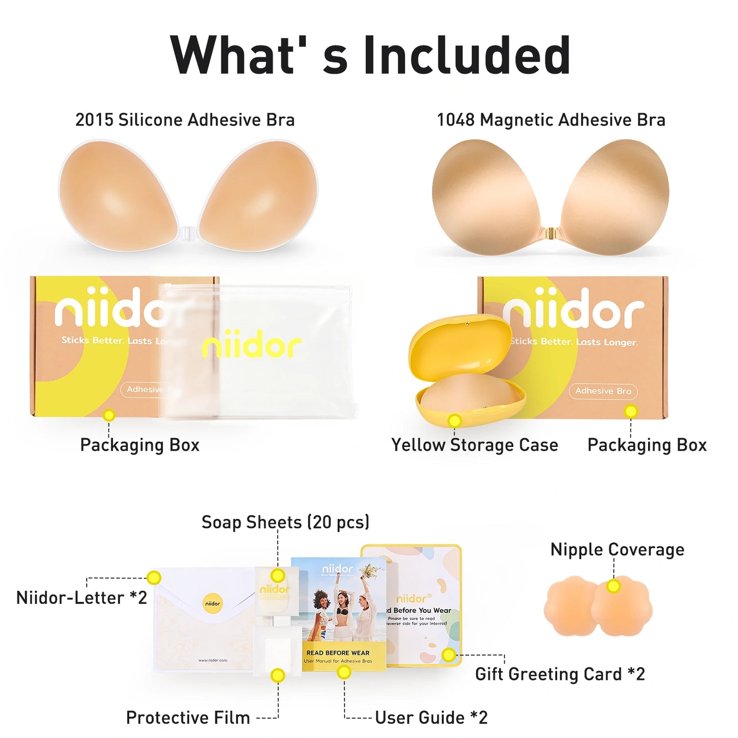 Niidor Silicone & Magnetic Bra Set