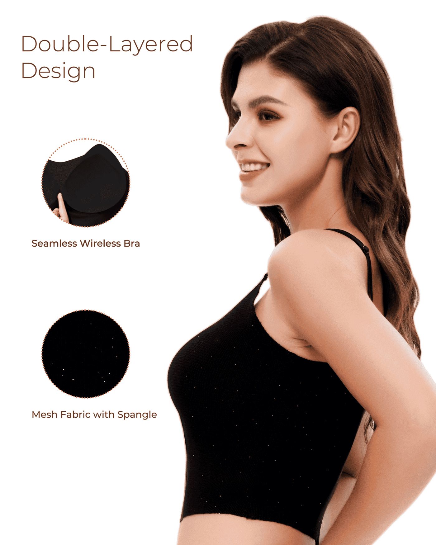 Black Shimmer Tank Top Side rendering