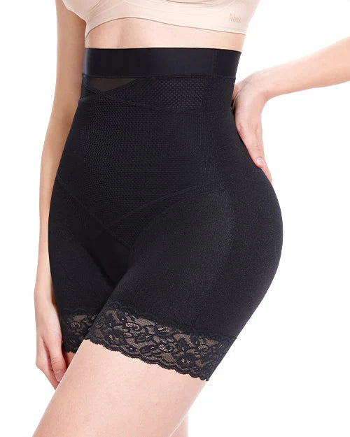 Black High Waist Smoothing Shorts Side rendering