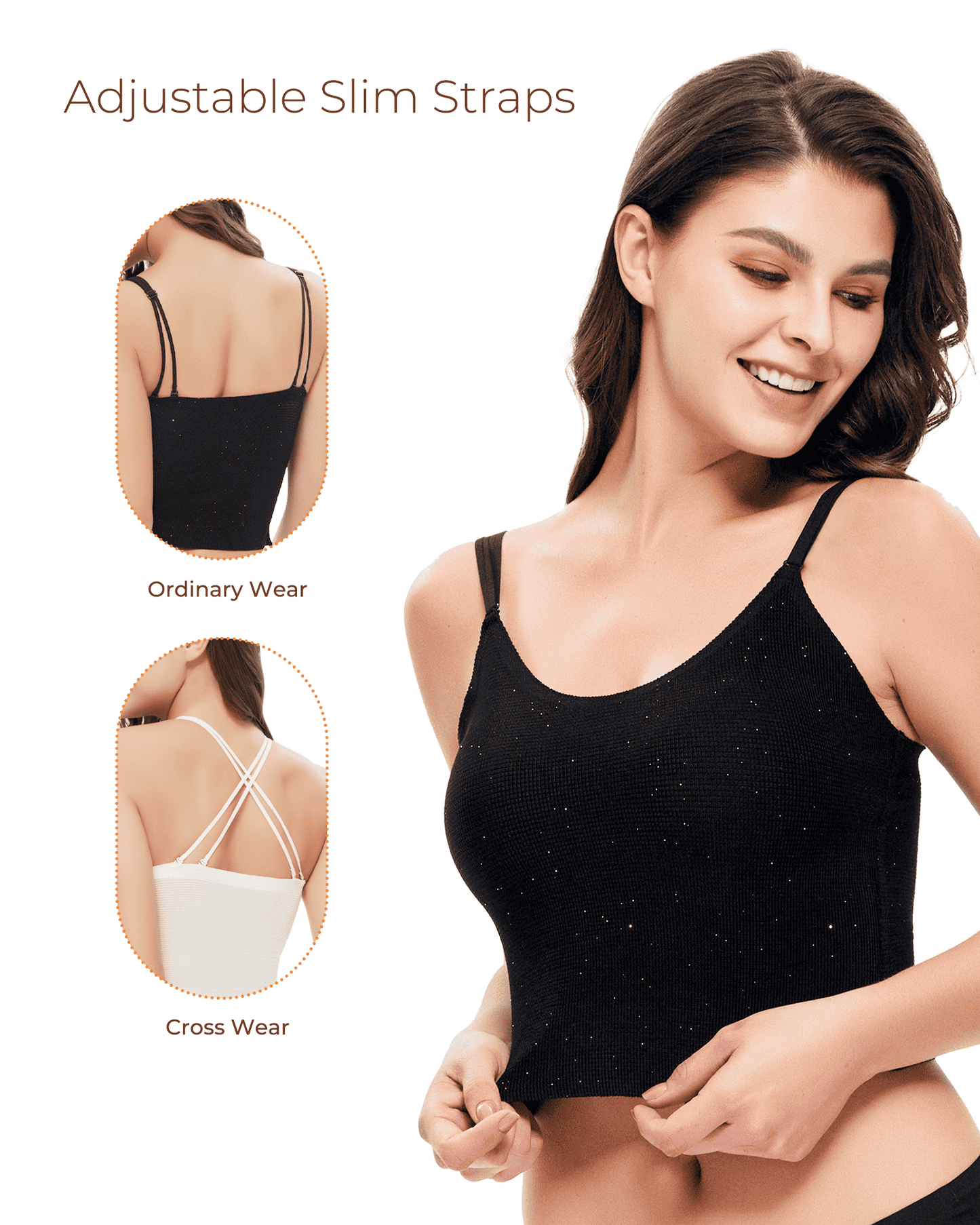 Black Shimmer Tank Top Back details