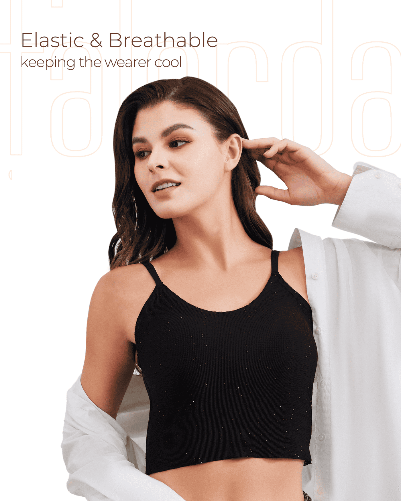 Black Shimmer Tank Top Front rendering