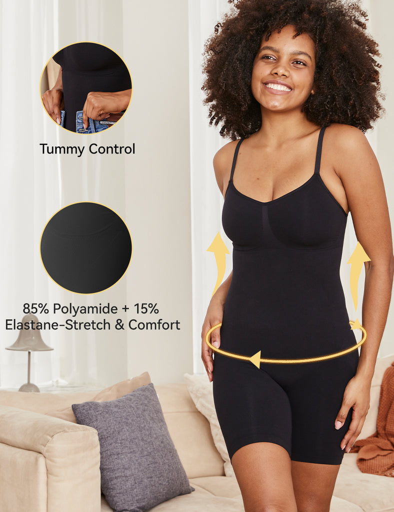 niidor-Seamless Barely There Mid-Thigh Bodysuit tummy control shapewear