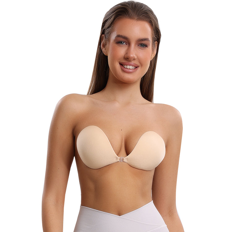 Bontierie Women's Push Up Plunge Adhesive Bra Reusable Deep U-shaped Sticky  Bra Strapless Backless Breast Lifting Bra