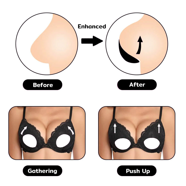 Silicone Bra Inserts, Clear V-shaped Breast Enhancers Waterproof