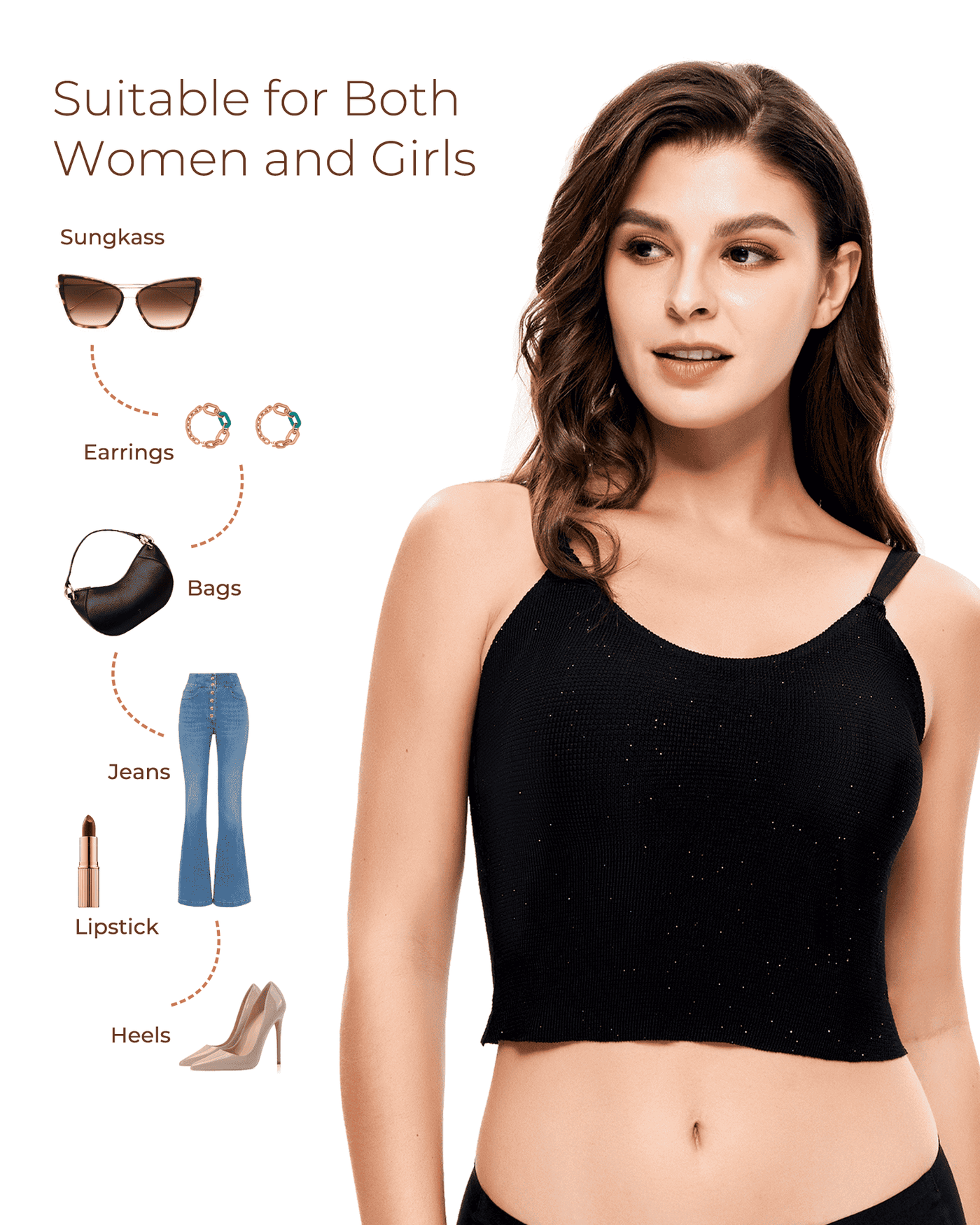Black Shimmer Tank Top Pairing