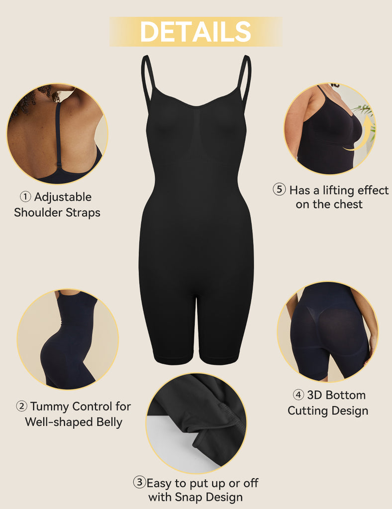 niidor-Seamless Barely There Mid-Thigh Bodysuit full body shapewear