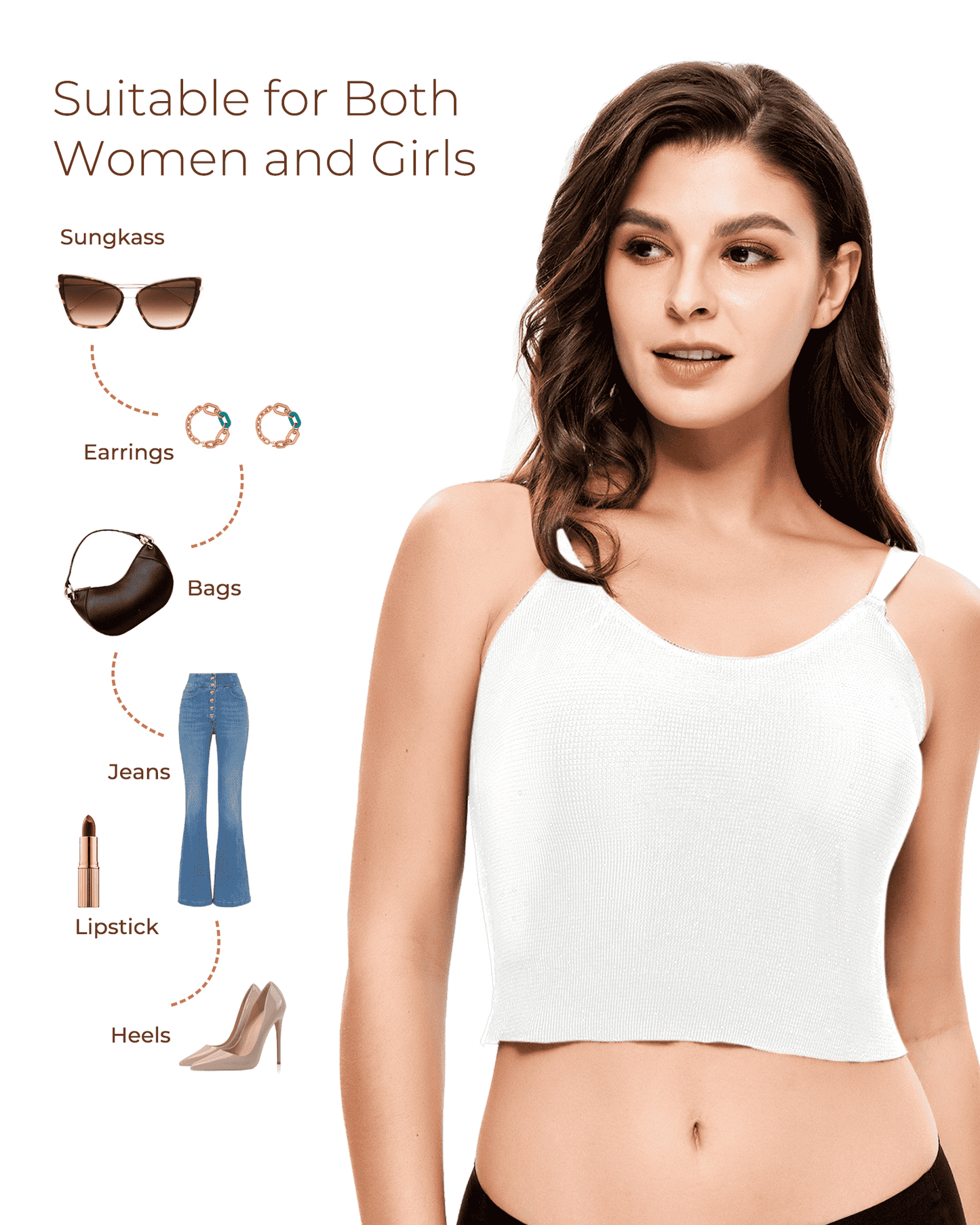 White Shimmer Tank Top Pairing