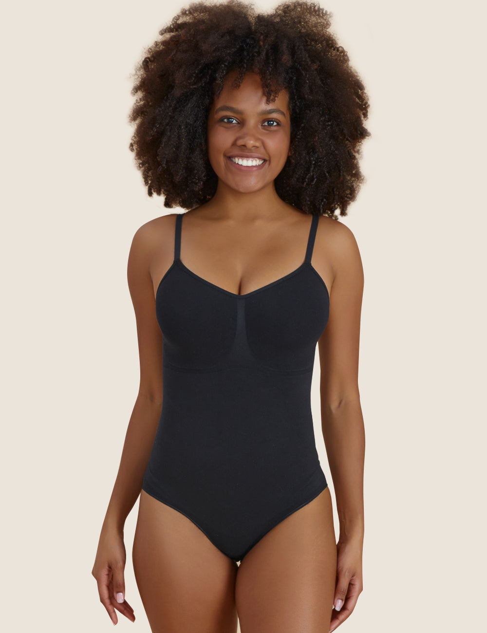 niidor-Seamless Barely There Brief Bodysuit shapewear for tummy and thighs
