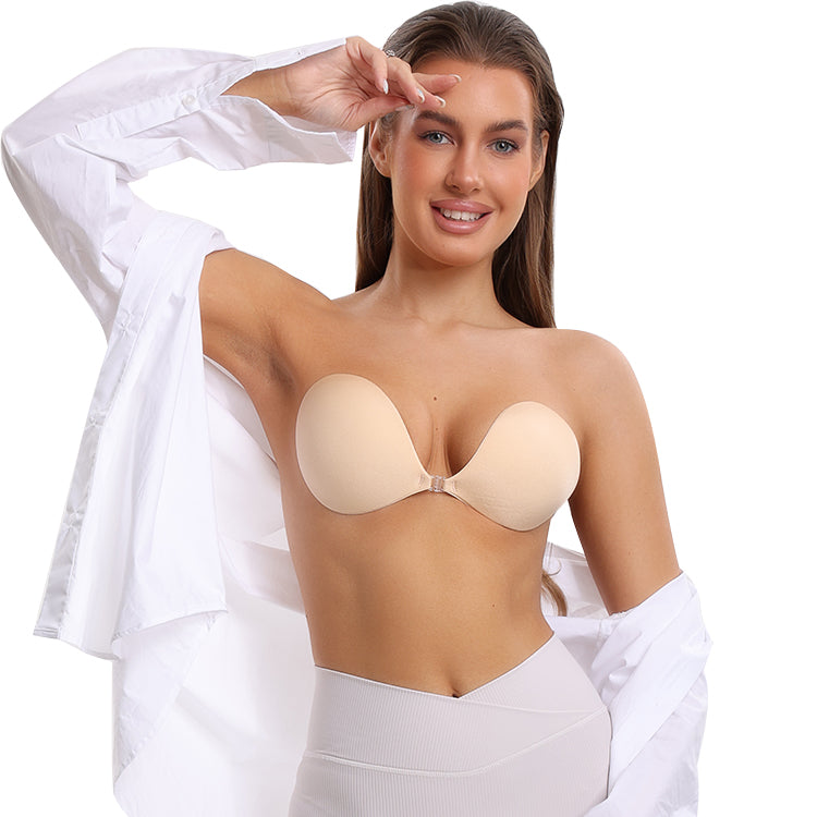 Niidor Strapless Adhesive Bra Self Sticky Bra Push Up for Women Backless  Dress Stick on Bra Cups with Silicone Nipple Covers White