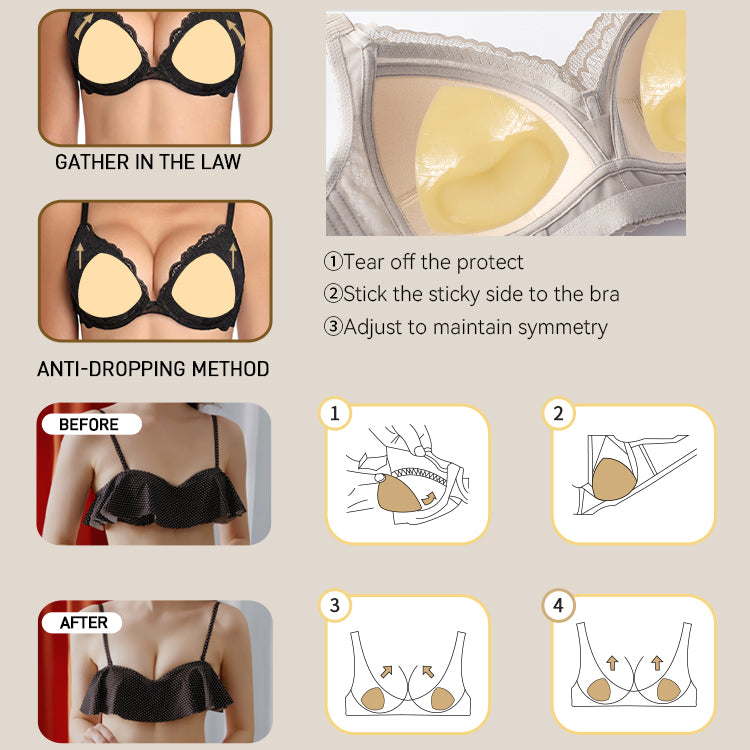 Double-Sided Sticky Bra Inserts - Self Adhesive Boob Pads for Small Chest  Women Waterproof Silicone Push up Pad
